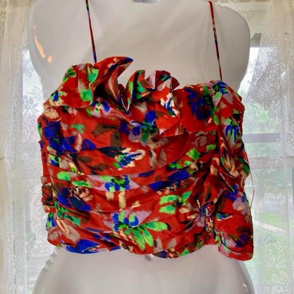 Zara Orange and Blue floral Camisole L NWT! - Picture 2 of 4